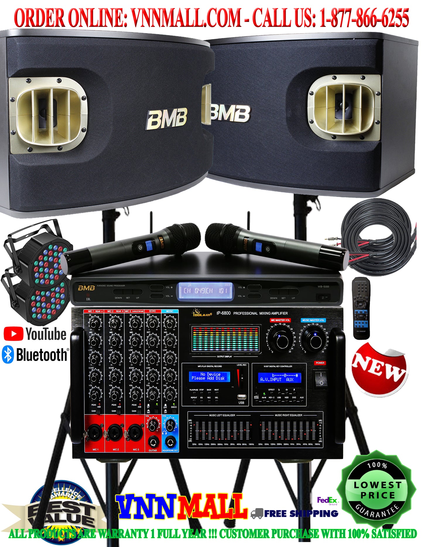 KARAOKE SYSTEM 12 - BMB Advanced Package 3-Way Vocal Speakers 2400 Watts - Amplifier 8000 Watts - NEWEST MODEL: 2025