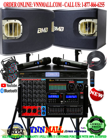KARAOKE SYSTEM 12 - NEWEST MODEL: 2023 - BMB Advanced Package 3-Way Vocal Speakers 2400 Watts - Amplifier 8000 Watts