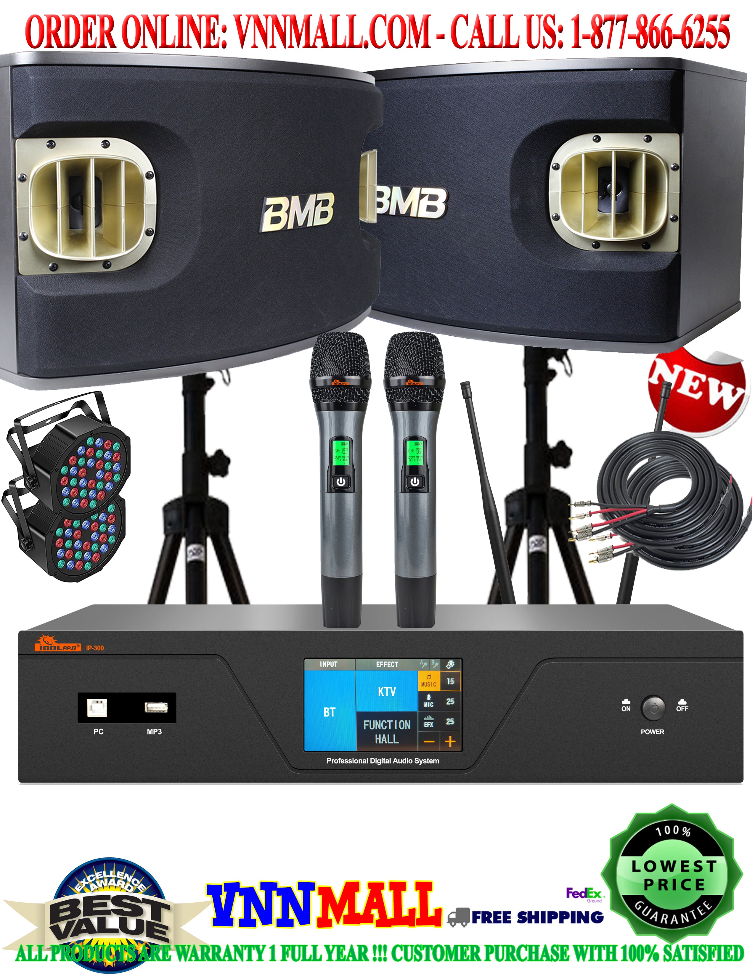 KARAOKE SYSTEM 22 - BMB Professional 2400W Complete Karaoke System with Anti-Feedback - NEWEST MODEL: 2025