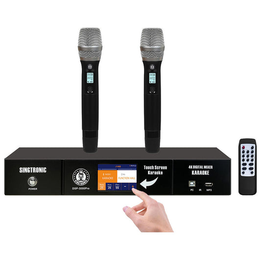 Singtronic DSP-3000Pro Digital 2 in 1 Professional Karaoke Mixer & Processor UHF Microphones