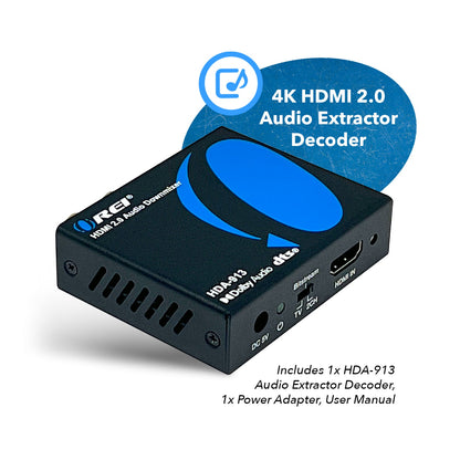 OREI HDMI 18Gbps Audio Extractor with Audio Downmix (HDA-913)