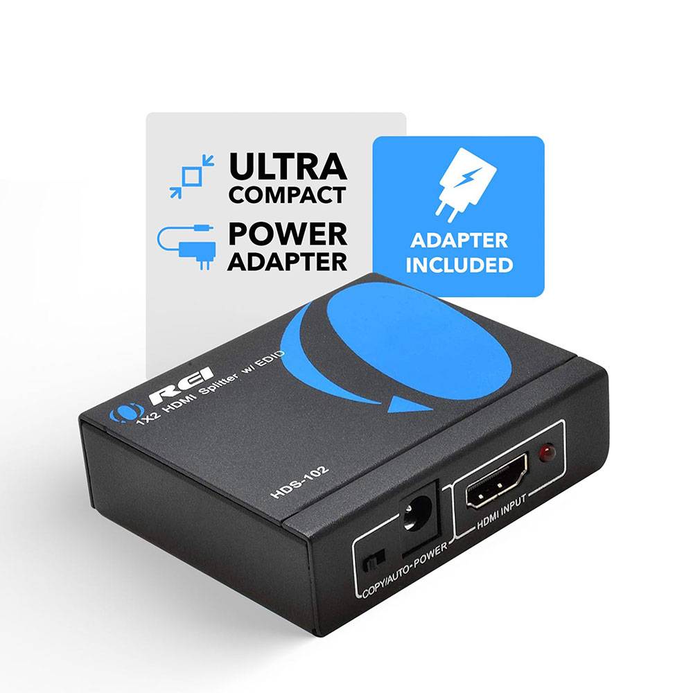 4K 1x2 HDMI Splitter: 1-in 2-out, EDID (HDS-102)