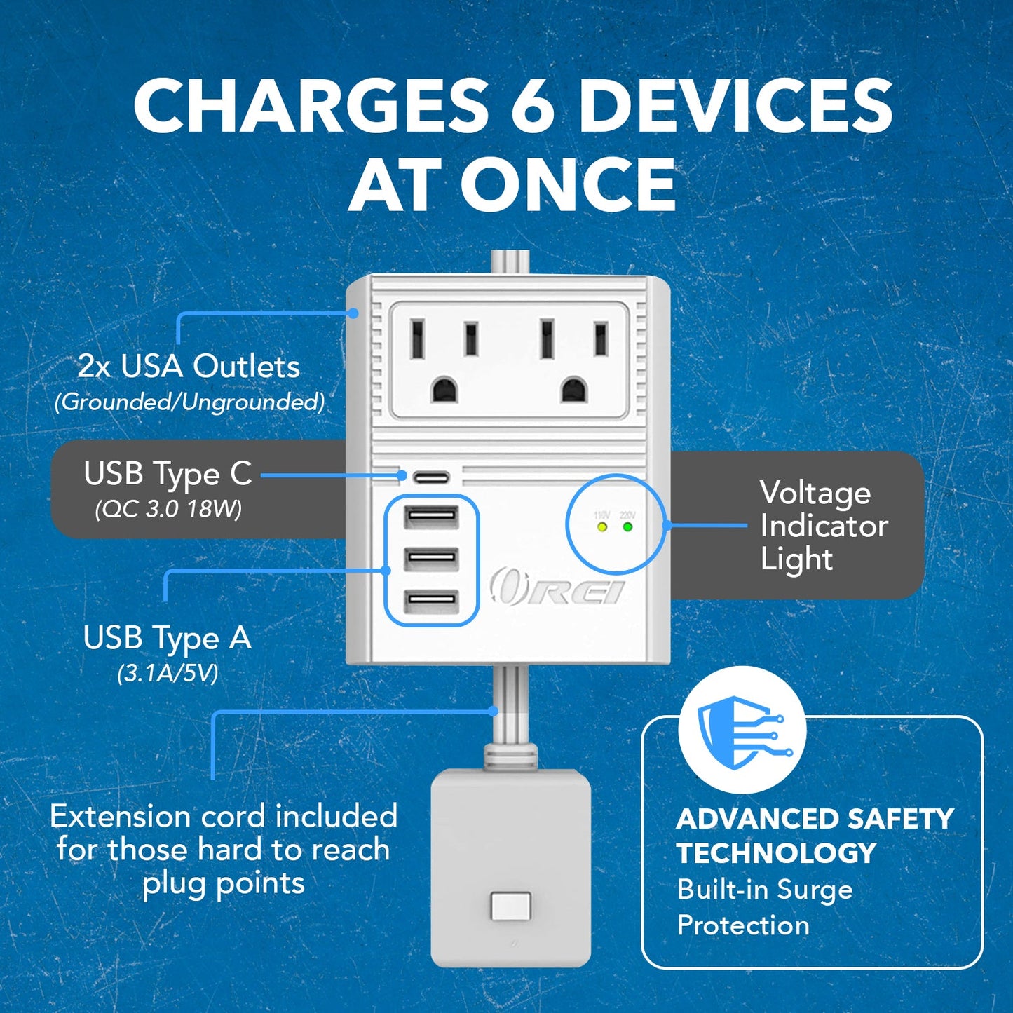 World Travel Adapter Plug International- All in One- 3 USB- Compact Design (M8 Max)