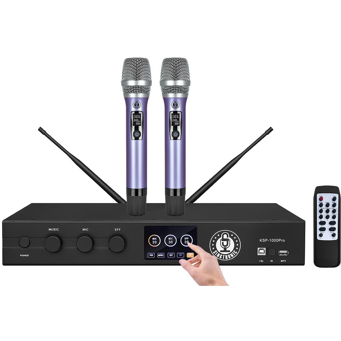 Singtronic KSP-1000Pro Professional 3000W Digital 3 in 1 Karaoke Mixing Amplifier 2 x Anti-feedback Mics.