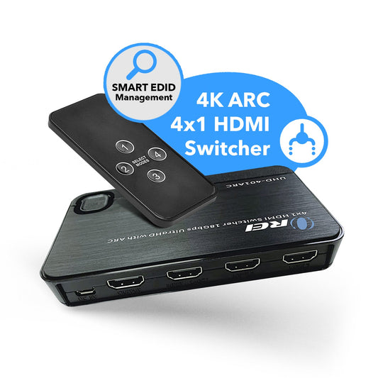 4K ARC 4x1 HDMI Switcher - Supports 4K @ 60Hz, Connect Sound bar With ARC (UHD-401ARC)