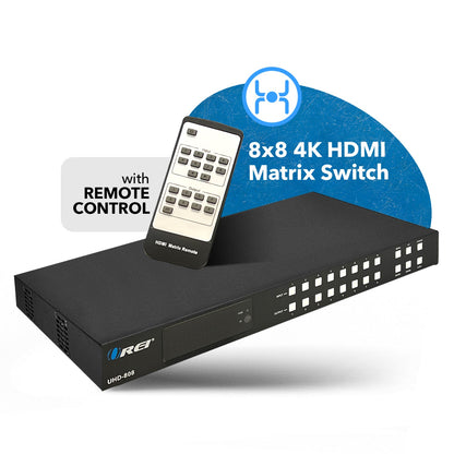 Ultra HD 8x8 HDMI Matrix Switch 4K @60Hz With IR Remote (UHD-808)