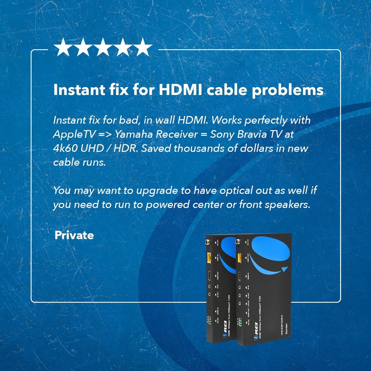 Ultra HD 4K HDMI Extender with HDBaseT Over CAT5e/6/7 Support ARC & Audio Extraction (UHD-EXB132AR-K)