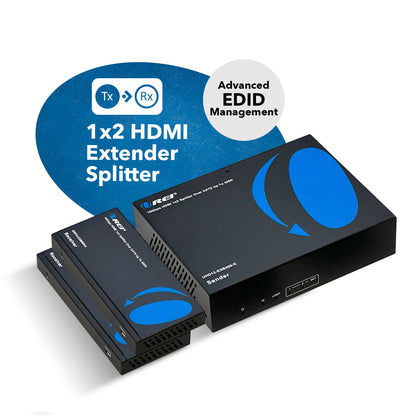 4K 1x2 HDMI Extender Splitter over CAT 6 up to 400 feet with PoC, one-way IR control, EDID management (UHD12-EXB400-K)