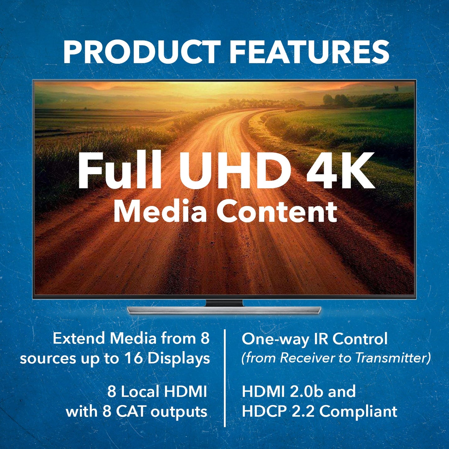 4K 8x8 HDMI Matrix Extender with IR & RS-232 control upto 230 feet (UHD816-EX230-K)