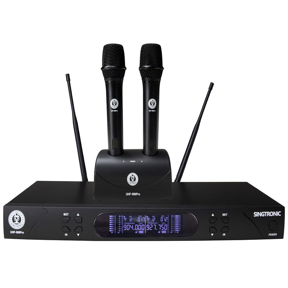 Singtronic UHF-999Pro Professional Dual UHF Rechargeable Wireless Microphones Karaoke System