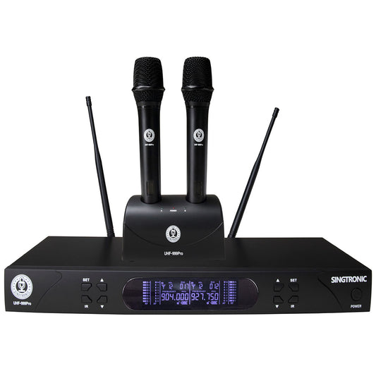 Singtronic UHF-999Pro Professional Dual UHF Rechargeable Wireless Microphones Karaoke System