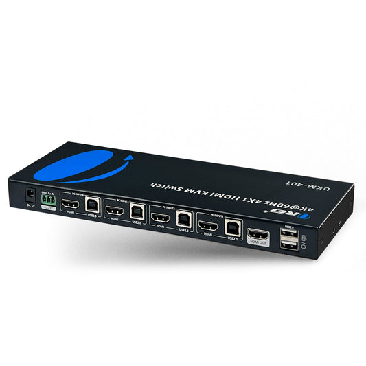 OREI 4K@60Hz 4X1 HDMI KVM Switch with RS-232 Control (UKM-401)