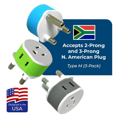 South Africa, Botswana Travel Adapter - 2 in 1 - Type M - Compact Design (US-10L)