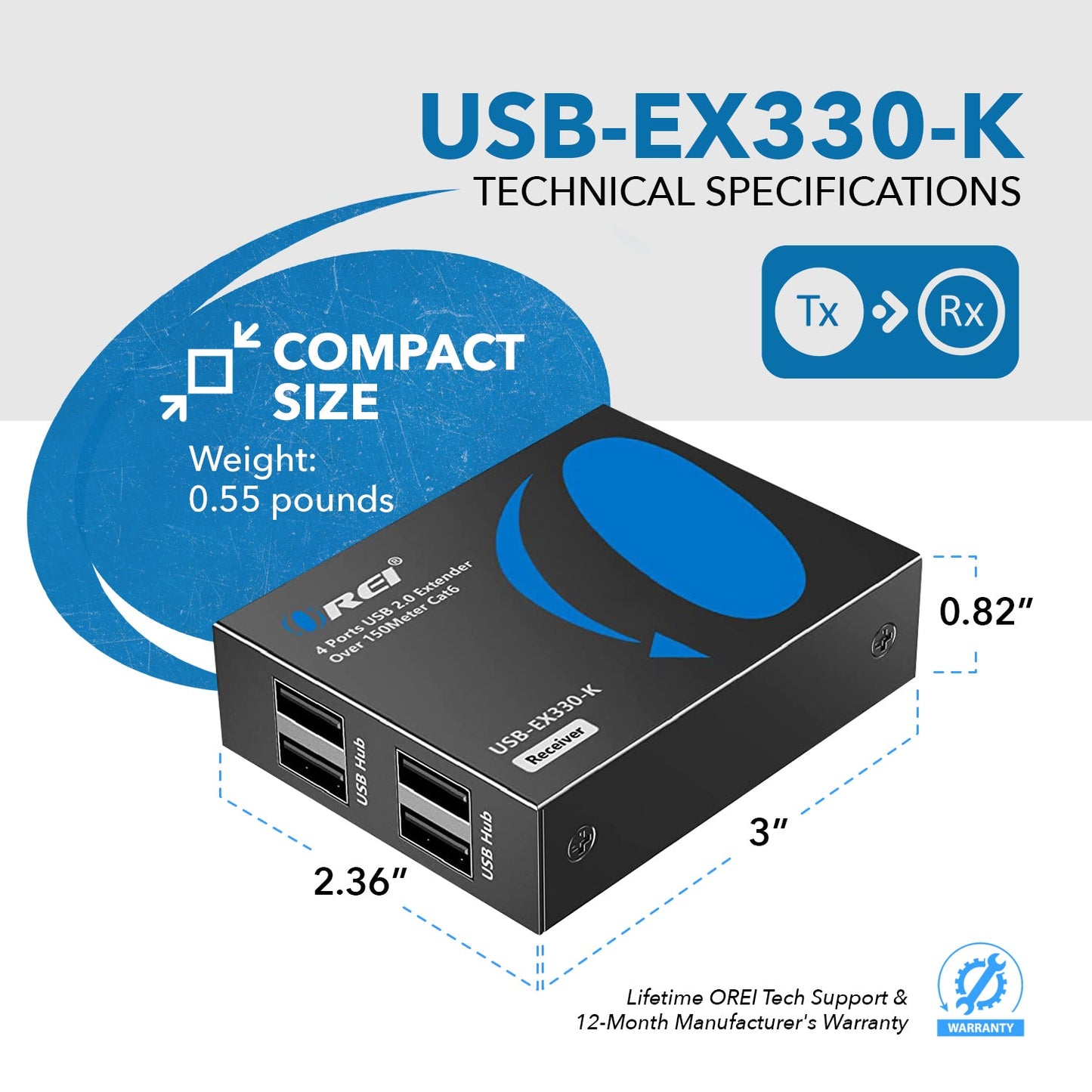 4 Port USB Extender Over CAT 6 Up To 330 Feet  (USB-EX330-K)