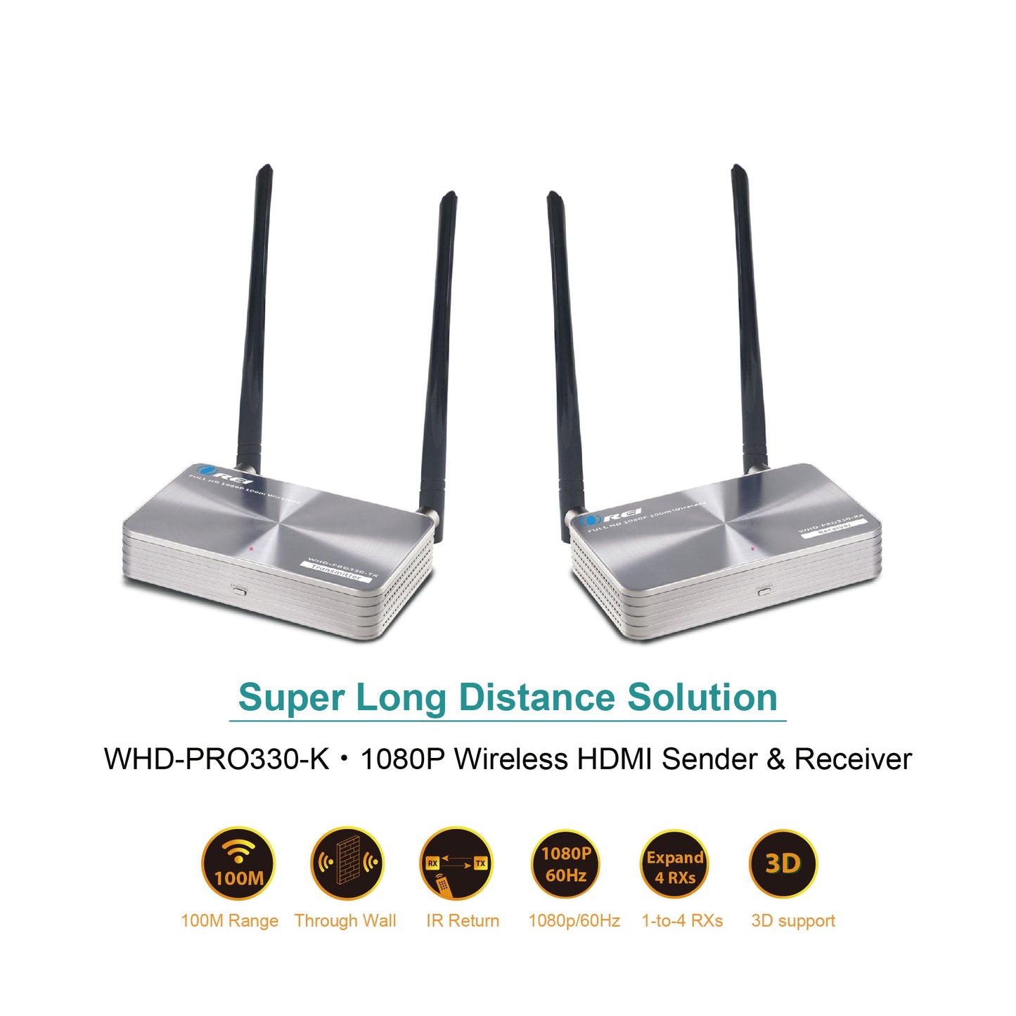 Wireless HDMI Transmitter & Receiver Extender upto 330 Feet with IR Blaster 1080P (WHD-PRO330-K)