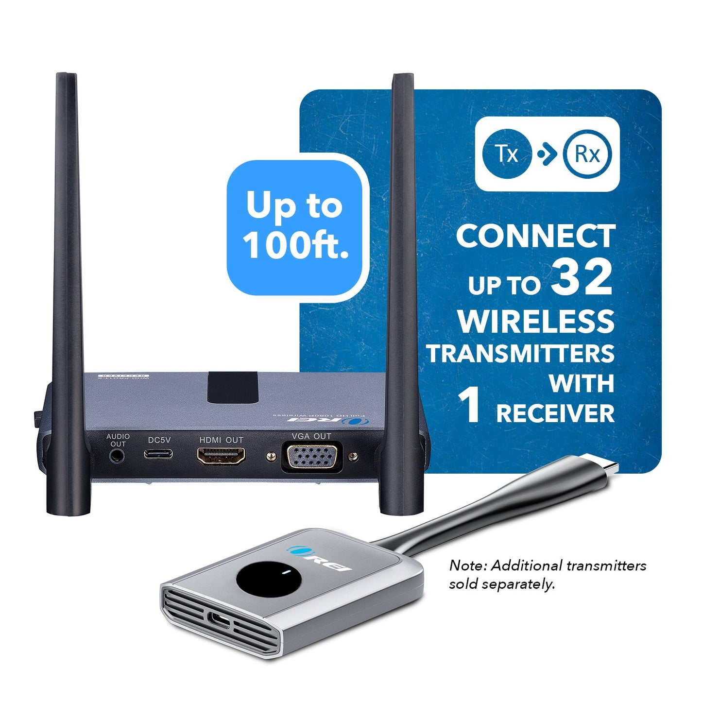 OREI 1080p Wireless Transmitter & Receiver Up To 100ft - Screen Mirroring (WHD-PRO1T-K)