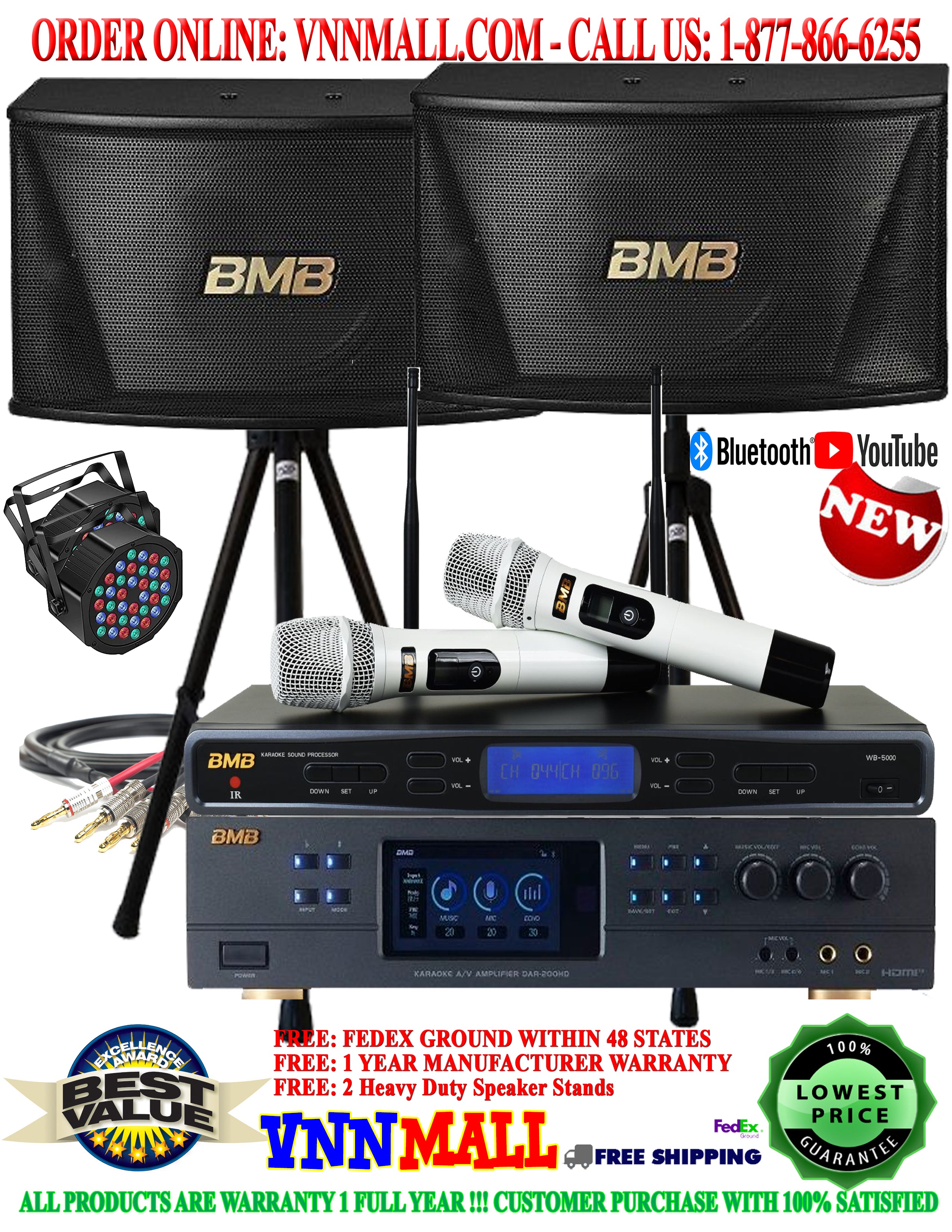 KARAOKE SYSTEM 5 - NEWEST MODEL: 2025 - BMB Complete Karaoke System - 800 Watts