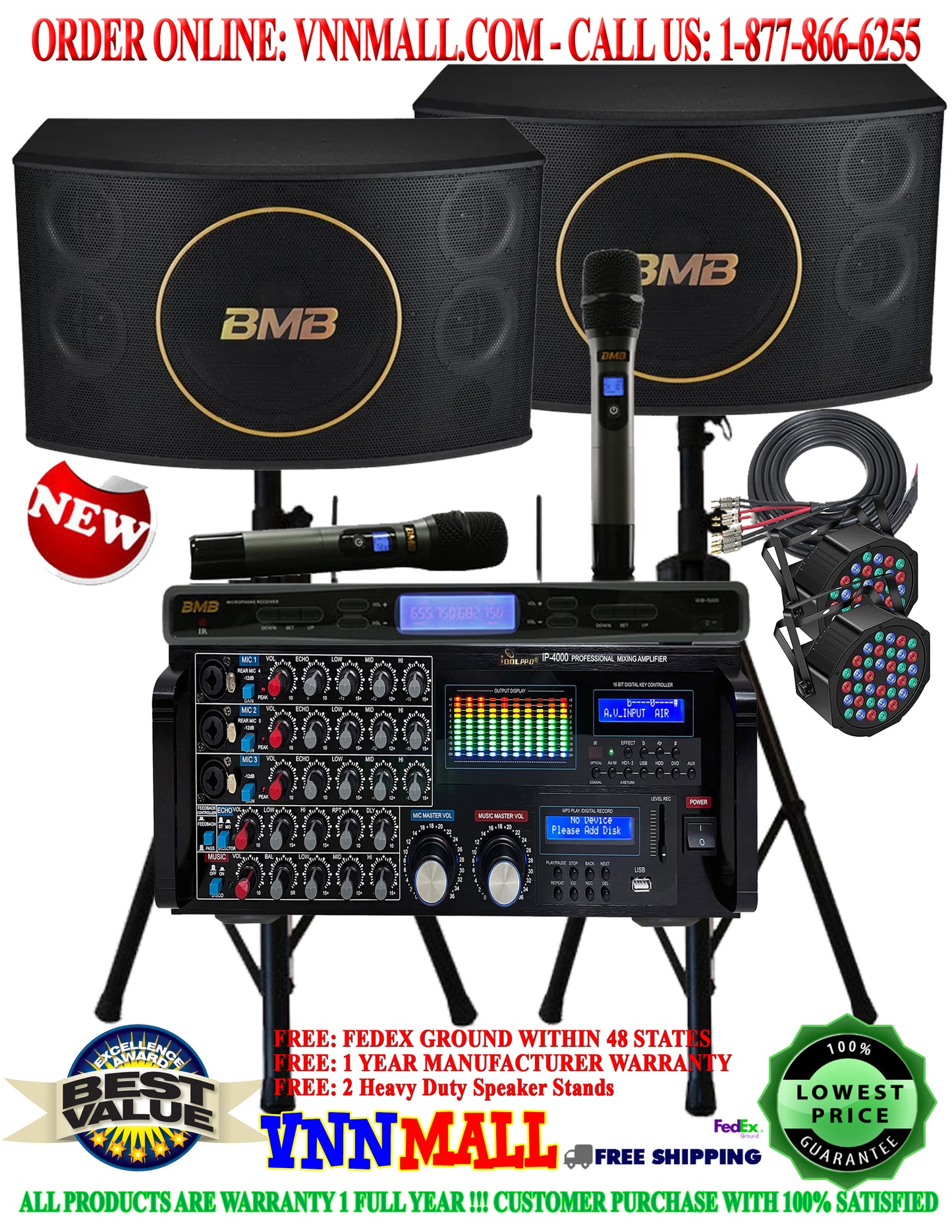 KARAOKE SYSTEM 23 - BMB Japan 3-Way 5 Speakers Karaoke System - 3000 Watts (Model 2026)