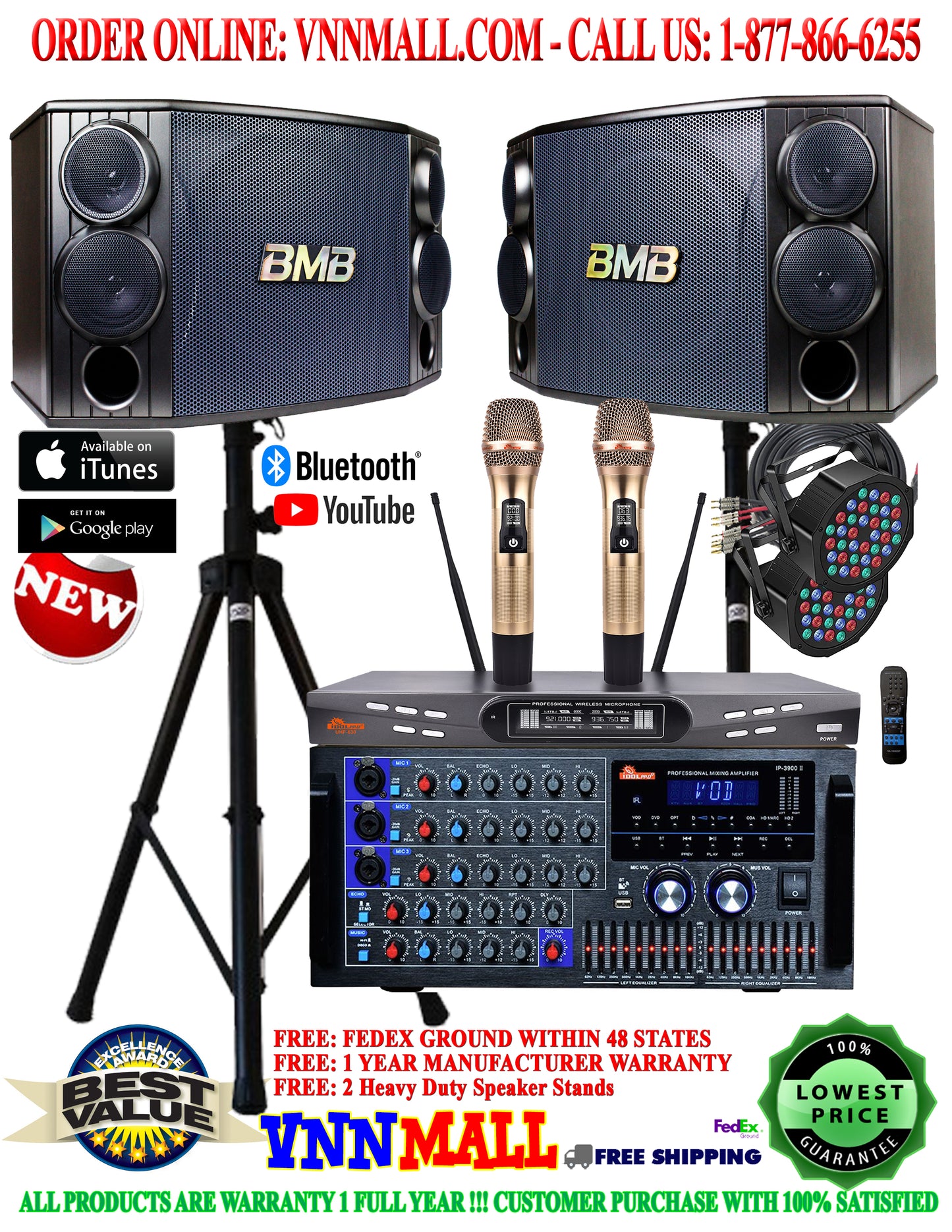 KARAOKE SYSTEM 36 - 2000W YouTube Karaoke System, BMB Japan 3-Way Karaoke Speakers - (MODEL 2026)