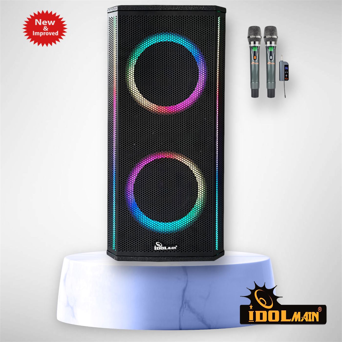 IDOlmain IPS-DJ10 Portable Powerful Bluetooth Rechargeable Party Speaker With DSP, Reverb, Livestreaming, Recording Optical | ARC Input Dual Wireless Microphone - Model 2025