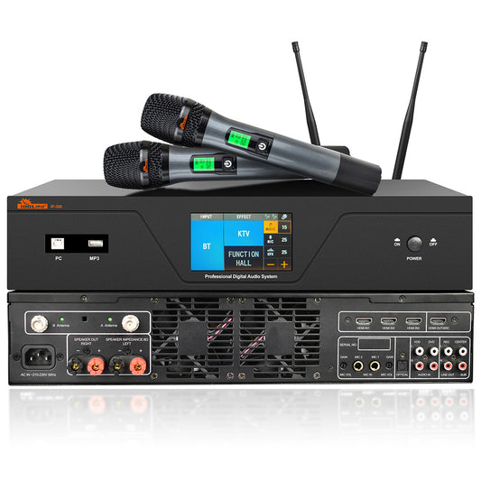 IDOlpro IP-300 Professional Digital Amplifier, Dual Wireless Microphones, DSP, Optical/HDMI/Bluetooth ( Model 2025 )