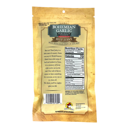Bohemian Garlic Zero Sugar Beef Jerky