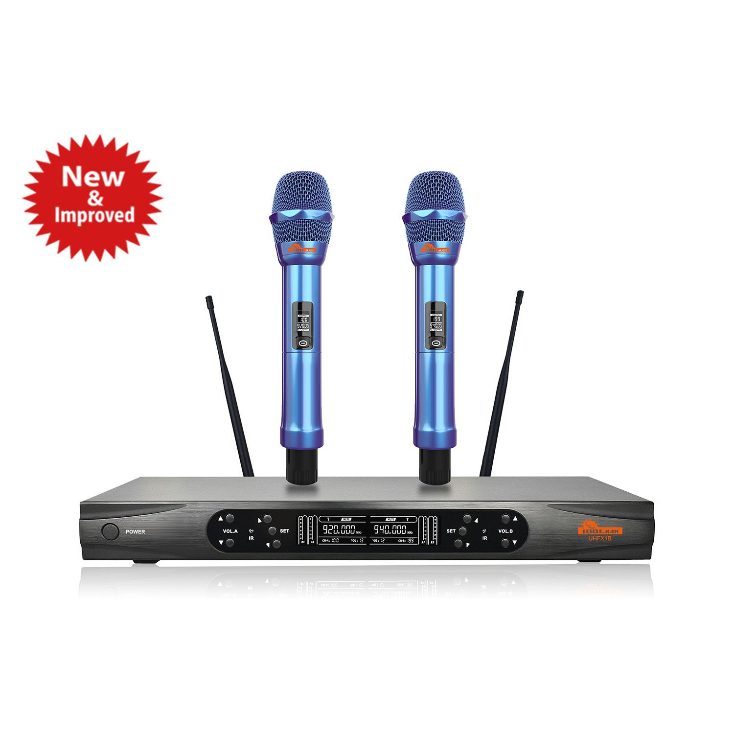 IDOLmain UHF-X1B Limited Edition Professional Performance With Anti Feedback,Ultra Low Distortion, Digital Pilot Technology Dual Wireless Microphone System New Model 2024