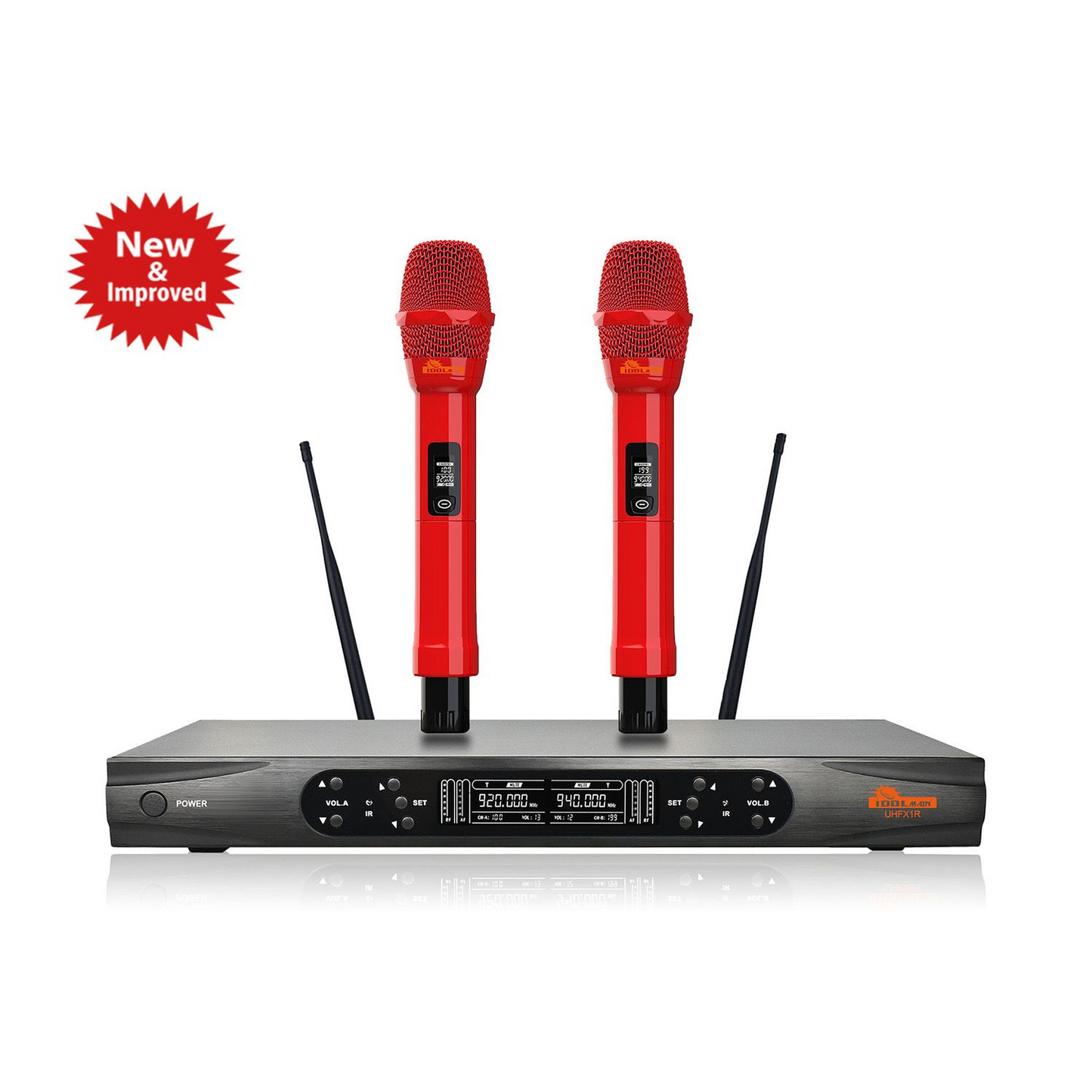 IDOLmain UHF-X1R Professional Performance With Anti Feedback, Ultra Low Distortion, Digital Pilot Technology Dual Wireless Microphone System New Model 2024