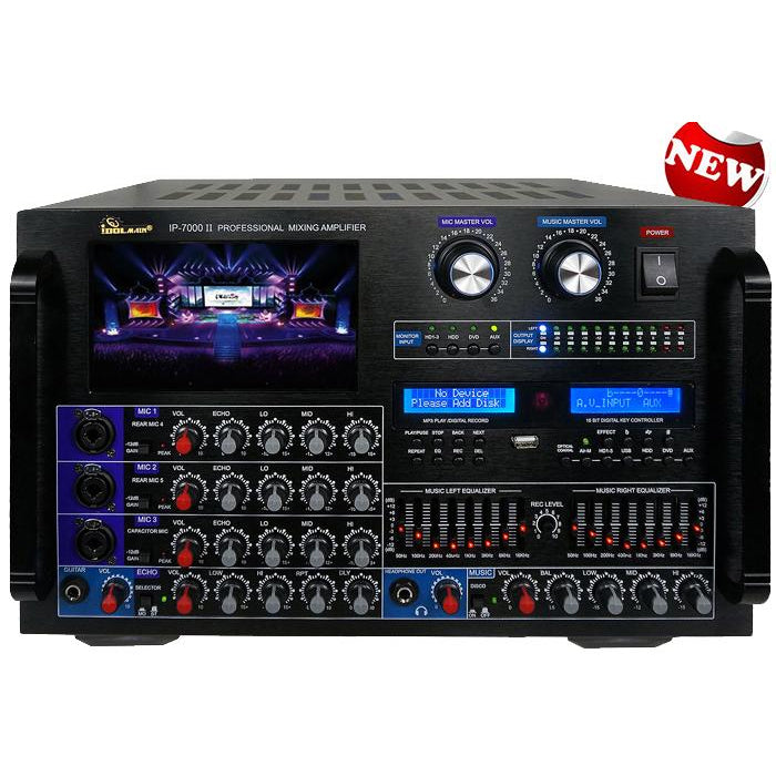 IDOLMAIN IP-7500 8000W Max Output Professional Digital Console Mixing Amplifier With 7 LCD Screen Monitor Built-In, Bluetooth, Recording, Guitar Level Control & Digital Optical ( MODEL 2025 )