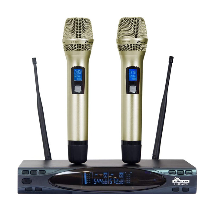 IDOLMAIN UHF-628 Auto Sound Cut Off When Dropping Dual Wireless Microphone ( MODEL 2023 )