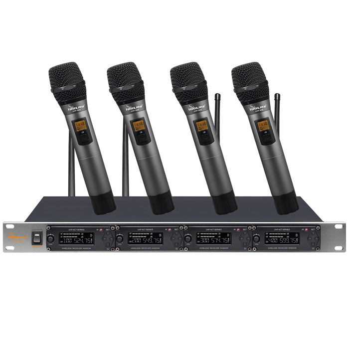 IDOLMAIN UHF-668 Professional 4 Channel Wireless Handhelds With New Digital Pilot Technology & Vocal Support Microphone System NEW 2023