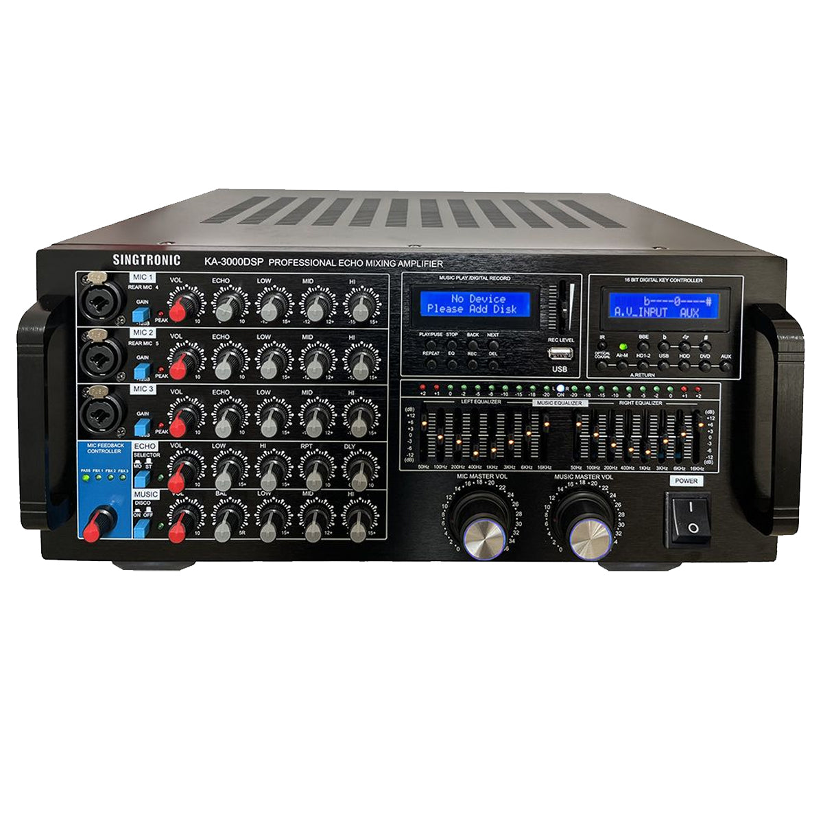 Singtronic KA-3000DSP Professional KJ/DJ 3000W Analog Mixing Amplifier BUILT IN FEEDBACK CONTROL - Model 2024