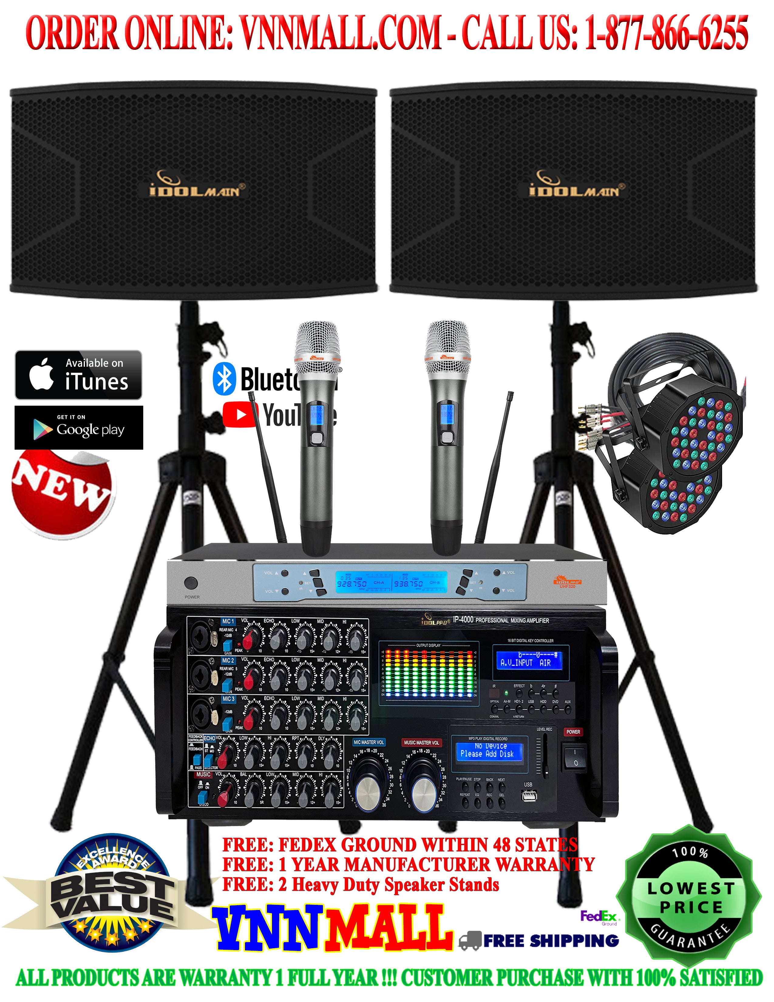 KARAOKE SYSTEM 19 - 3000 WATTS - IDOLMAIN 3-Way System- BUILT-IN HDMI ARC, OPTICAL - MODEL: 2024