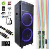 Loa Kéo Di Động - IPS-DJ06 Bluetooth Rechargeable Party Speaker With Optical Input, FREE Dual Wireless Microphone ($175)- 1500 Watts - Model 2023